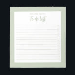 Moderne Minimalistische Seite grün zu tun Liste Notizblock<br><div class="desc">Moderne Minimalistische Seite grün,  um Notepad aufzulisten. Erstellen Sie Ihre eigene personalisierte Checkliste für tägliche Aufgaben.</div>