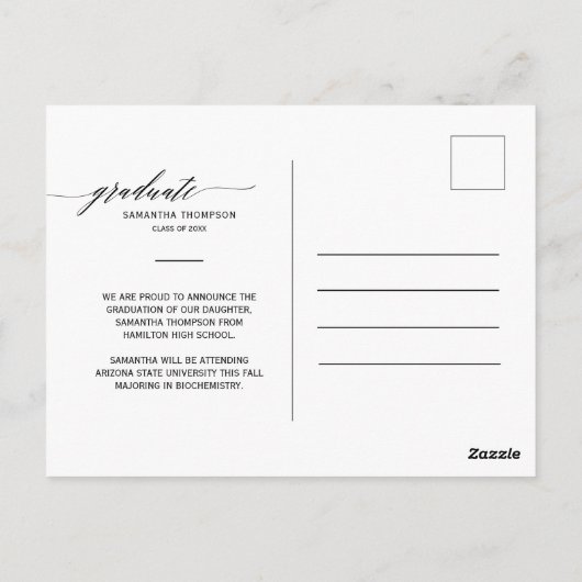 Moderne Minimalistische sie tat es Abschluss Arch Postkarte (Rückseite)