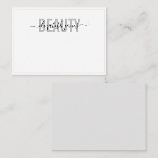 Moderne Minimalistische Signatur Schwarz/Weiß Mitteilungskarte (Vorne/Hinten)