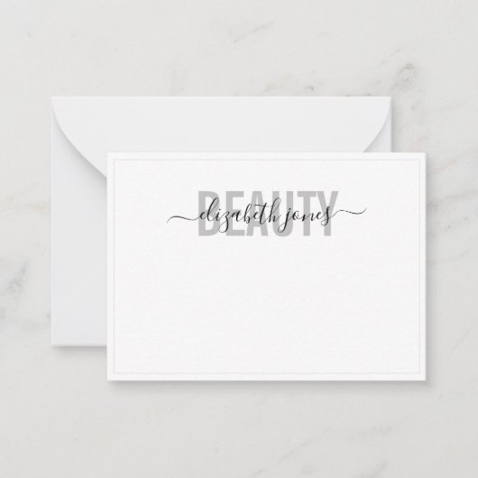 Moderne Minimalistische Signatur Schwarz/Weiß Mitteilungskarte (Vorderseite)