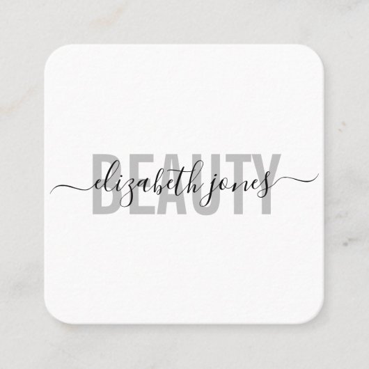 Moderne Minimalistische Signatur Schwarz/Weiß Quadratische Visitenkarte (Vorderseite)