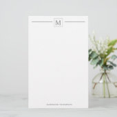 Moderne Minimalistische Silber-Grau-Monogram-Linie Briefpapier (Stehend Vorderseite)