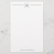 Moderne Minimalistische Silber-Grau-Monogram-Linie