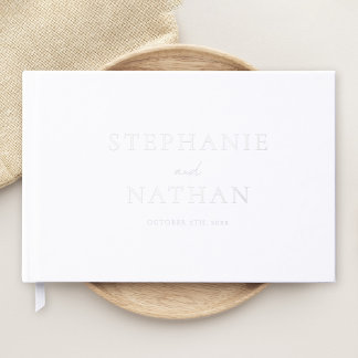 Moderne Minimalistische Silberhochzeit Gästebuch