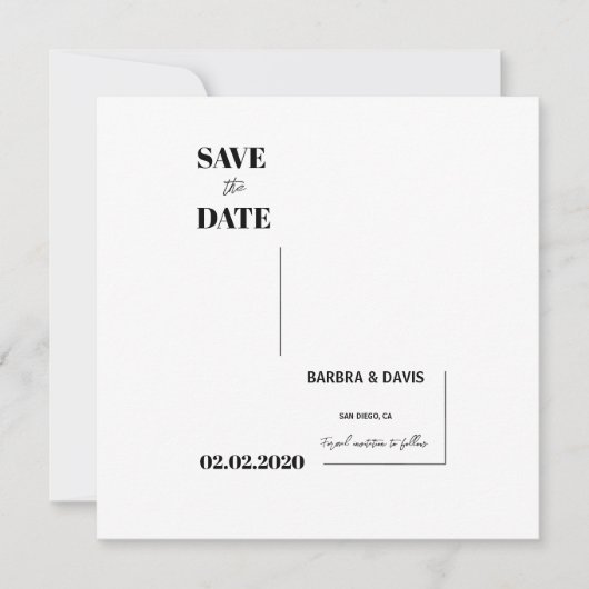Moderne Minimalistische Silhouette Save The Date (Vorderseite)