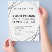 Moderne Minimalistische Silver Geometric 8.5"x11" Flyer (Hand)