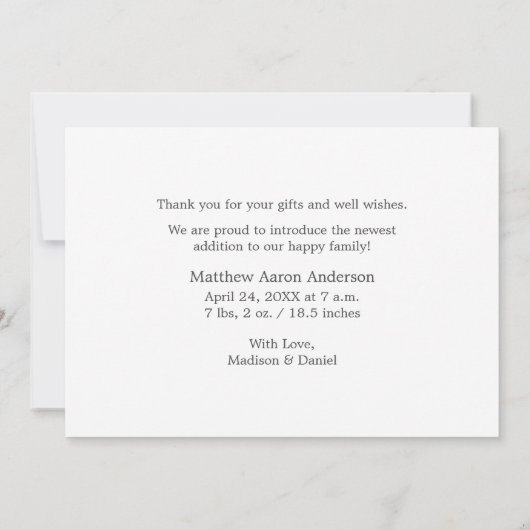 Moderne Minimalistische Simple Baby Liebe Danke (Rückseite)