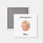 Moderne Minimalistische Skript-Babys-Gesichtsfoto- Magnet (Vorderseite/Rückseite)