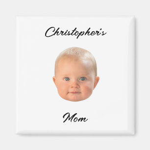 Moderne Minimalistische Skript-Babys-Gesichtsfoto- Magnet