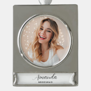 Moderne minimalistische Skript-Junggesellinnen-Abs Banner-Ornament Silber