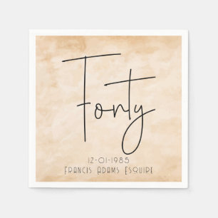 Moderne minimalistische Skript Vierzig Geburtstags Serviette