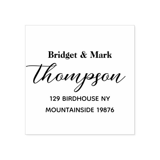 Moderne Minimalistische Skriptadresse Gummistempel (Prägung)