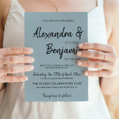 Moderne minimalistische Skripte einfache staubblau Einladung