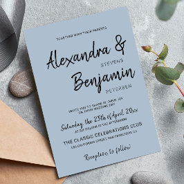 Moderne minimalistische Skripte einfache staubblau Einladung