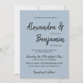 Moderne minimalistische Skripte einfache staubblau Einladung (Vorderseite)