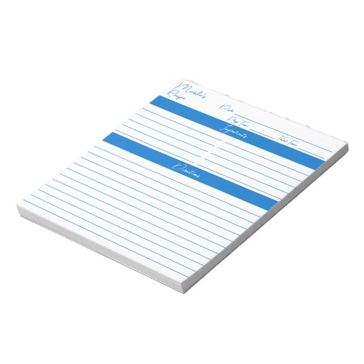 Moderne Minimalistische Skripte Mittelblauer Rezep Notizblock (Rotiert)
