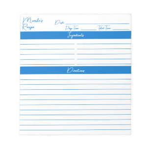 Moderne Minimalistische Skripte Mittelblauer Rezep Notizblock