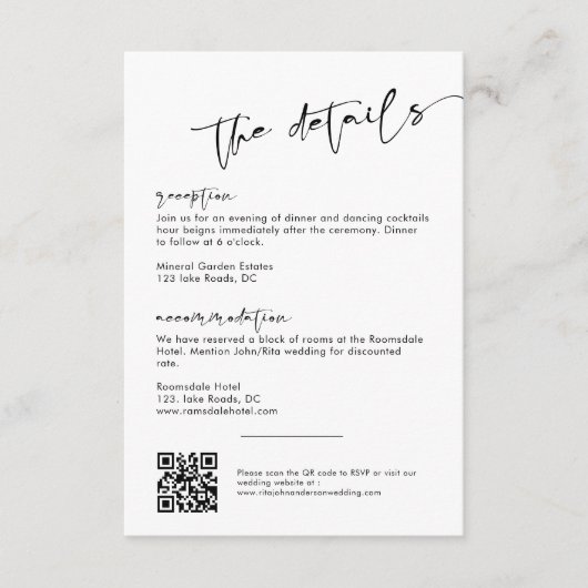 Moderne, Minimalistische Skripteinsätze Begleitkarte (Vorderseite)