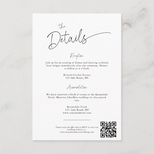 Moderne, Minimalistische Skripteinsätze Begleitkarte (Vorderseite)