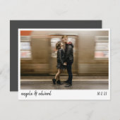 Moderne Minimalistische Skripthandschrift-Hochzeit Save The Date (Vorne/Hinten)