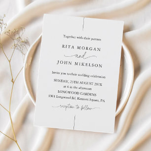 Moderne Minimalistische Skripthochzeit Einladung