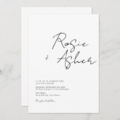 Moderne Minimalistische Skripthochzeit Einladung (Vorne/Hinten)