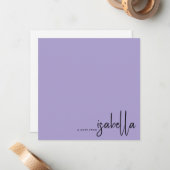Moderne Minimalistische Skriptname-Note von Lavend Mitteilungskarte (Vorderseite/Rückseite Beispiel)