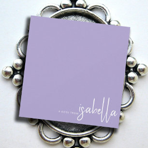 Moderne Minimalistische Skriptname-Note von Lavend Mitteilungskarte