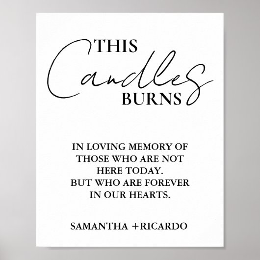 Moderne Minimalistische SkriptWedding Diese Kerzen Poster (Vorne)