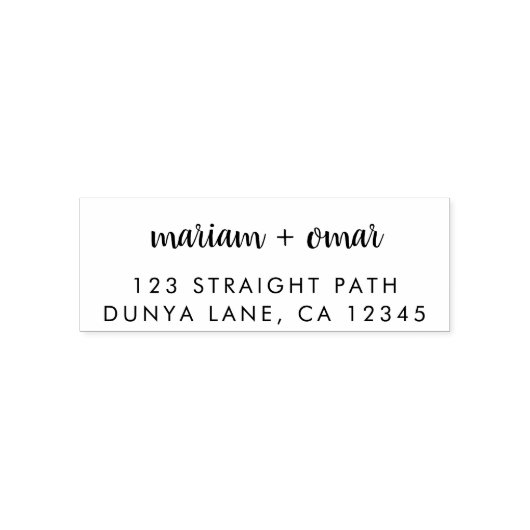 Moderne Minimalistische SkriptWedding-Rücksendeadr Permastempel (Design)