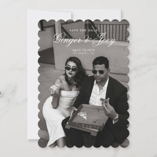 Moderne Minimalistische SkriptWedding Save the Dat Einladung (Vorderseite)