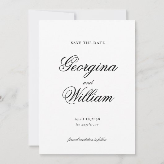 Moderne Minimalistische SkriptWedding Save the Dat Einladung (Vorderseite)