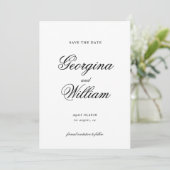 Moderne Minimalistische SkriptWedding Save the Dat Einladung (Stehend Vorderseite)
