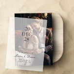 Moderne Minimalistische SkriptWedding Save the Dat Pergament Einladungen<br><div class="desc">Moderne Minimalistische Script Hochzeit speichern das Datum Vellum Einladungen. Für ein Save the Date, das modernen Minimalismus mit einer Touch von raffinierten Skripten ausstrahlt, sind diese modernen Minimalistischen Script Wedding Save the Date Vellum Einladungen ideal. Das transparente Vellum-Overlay mit Schriftzypografie in marineblau schafft ein elegantes und einladendes Gefühl. (Fotokarte separat...</div>