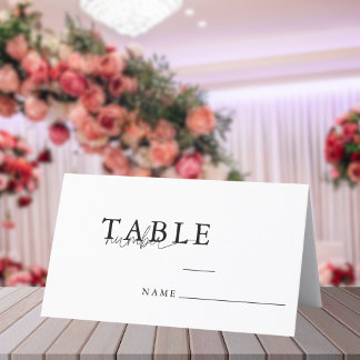 Moderne Minimalistische SkriptWedding-Tischnummer Platzkarte
