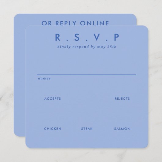 Moderne Minimalistische Sleek Simple Wedding RSVP (Vorne/Hinten)