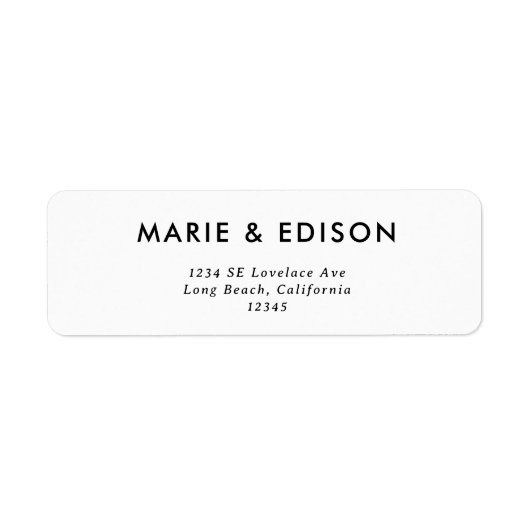 Moderne Minimalistische Sleek Wedding Rücksendeadr (Vorne)