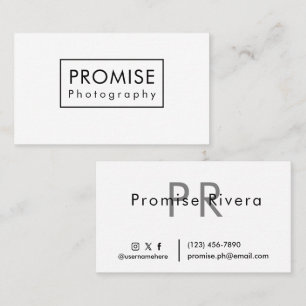 Moderne Minimalistische Sleek White Black Typograf Visitenkarte