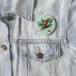 Moderne minimalistische Smaragd- und Goldene Hochz Button