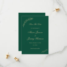 Moderne Minimalistische Smaragdgoldene Blätter und