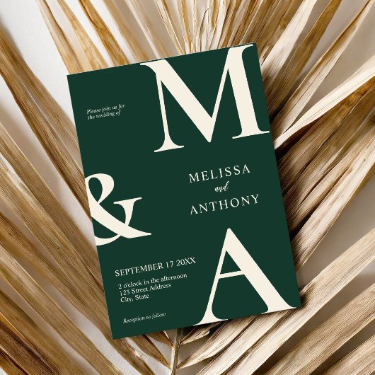 Moderne Minimalistische Smaragdgrüne Hochzeit Einladung