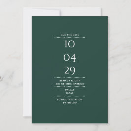 Moderne Minimalistische Smaragdgrüne Hochzeit Save The Date