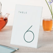 Moderne Minimalistische Smaragdgrüne Tischnummer Sockelschild (In Situ)