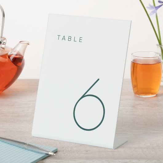 Moderne Minimalistische Smaragdgrüne Tischnummer Sockelschild (In Situ)