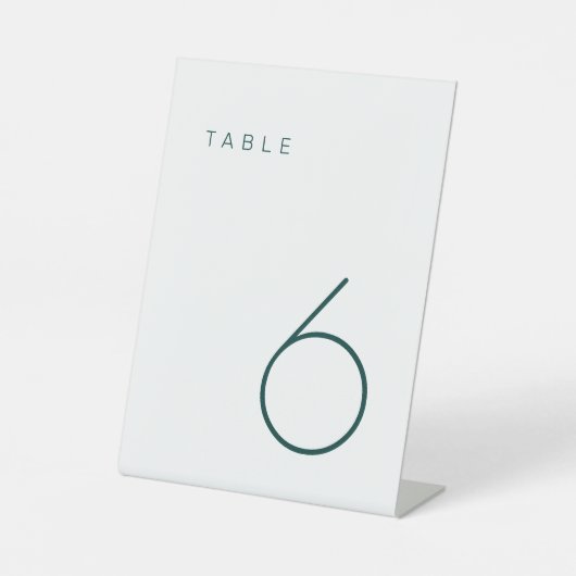 Moderne Minimalistische Smaragdgrüne Tischnummer Sockelschild (Vorderseite)