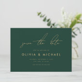 Moderne Minimalistische SmaragdWedding rettet das Save The Date (Stehend Vorderseite)