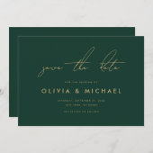 Moderne Minimalistische SmaragdWedding rettet das Save The Date (Vorne/Hinten)