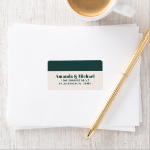 Moderne Minimalistische Smarald Green und Ecru Bei Adressaufkleber