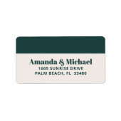 Moderne Minimalistische Smarald Green und Ecru Bei Adressaufkleber (Vorne)