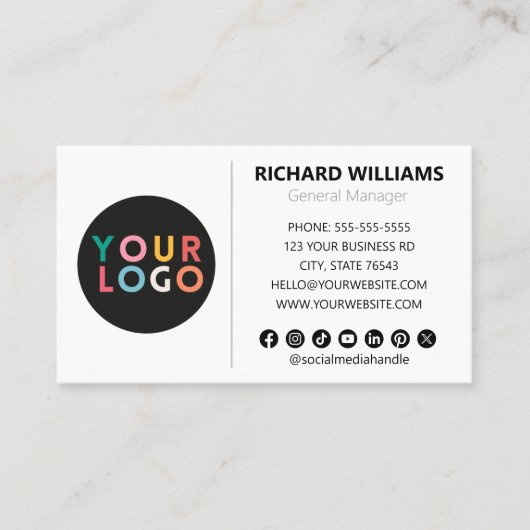 Moderne Minimalistische Social-Media-Logos Visitenkarte (Vorderseite)